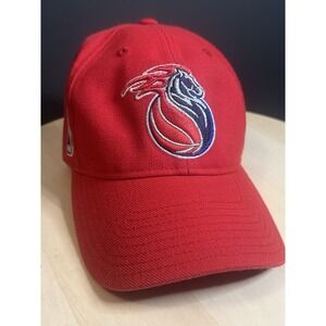 RARE NEW VINTAGE NBA REEBOK DETROIT PISTONS HAT RED ELASTIC BACK STRAP